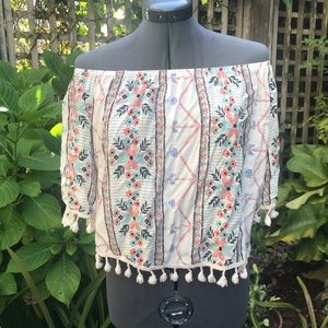 Off Shoulder Tassel Shirt